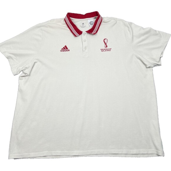 Adidas FIFA World Cup 2022 Qatar Logo Polo Shirt Adult 3XL XXXL White Top - Picture 1 of 9